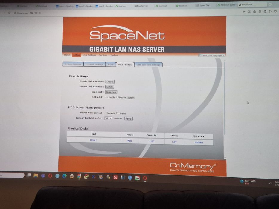 Gigabit nas server 2TB cnmemory. space net
