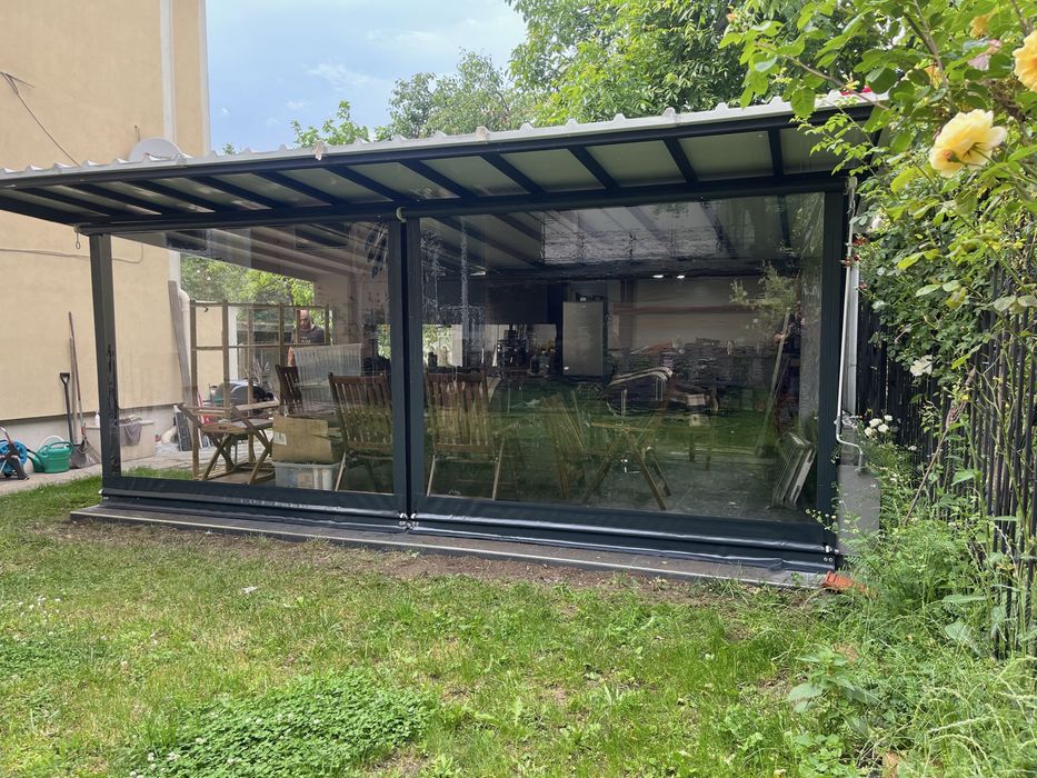 Ветроупорни завеси кристал PVC прозрсчен винил прегради барбекю