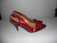 Pantofi 38, de ocazie, culoare rosie, piele naturala lacuita