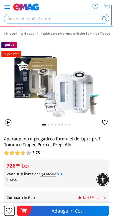 Aparat pentru pregatirea formulei de lapte praf Tommee Tippee,Alb.