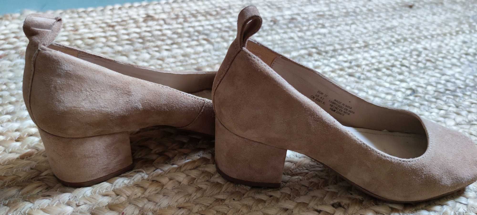 Pantofi toc H&M, piele intoarsa, 35