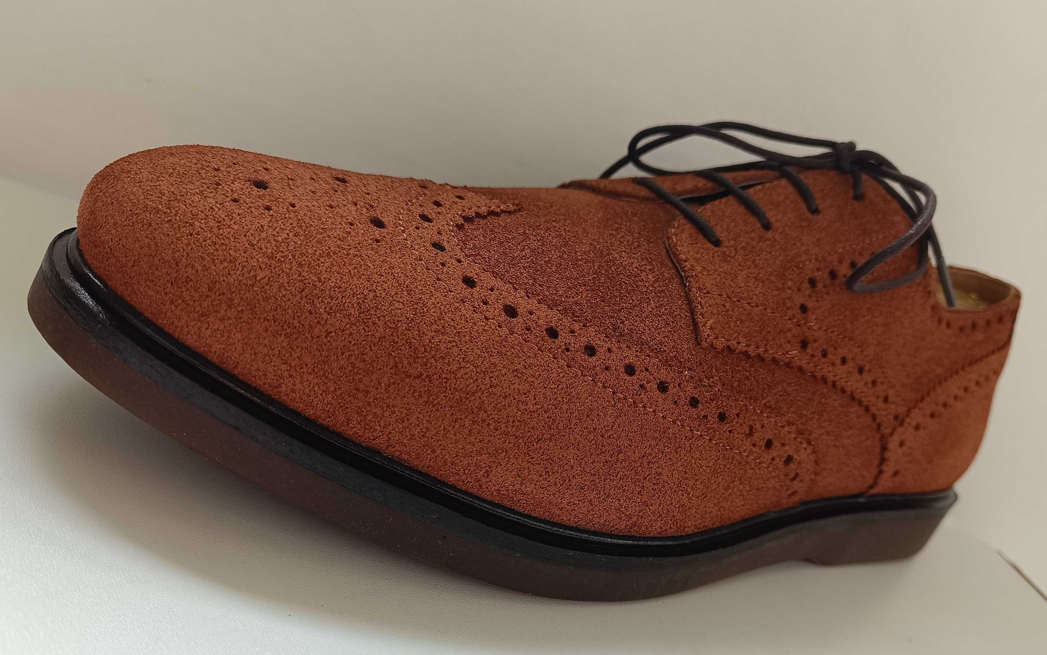 Pantofi derby 46 brogue premium Hudson London NOI piele naturala moale