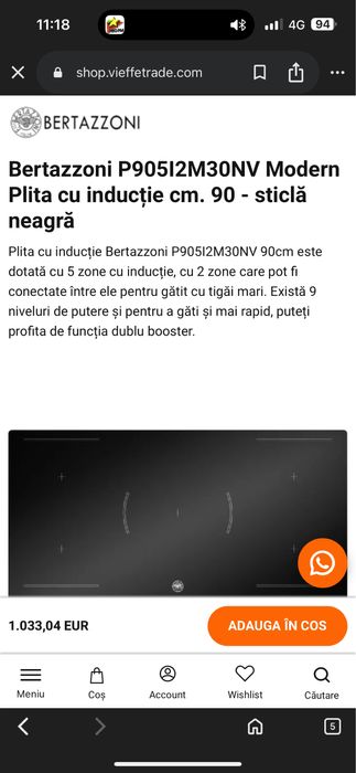 Plita electrica cu inductie,marca Bertazzoni