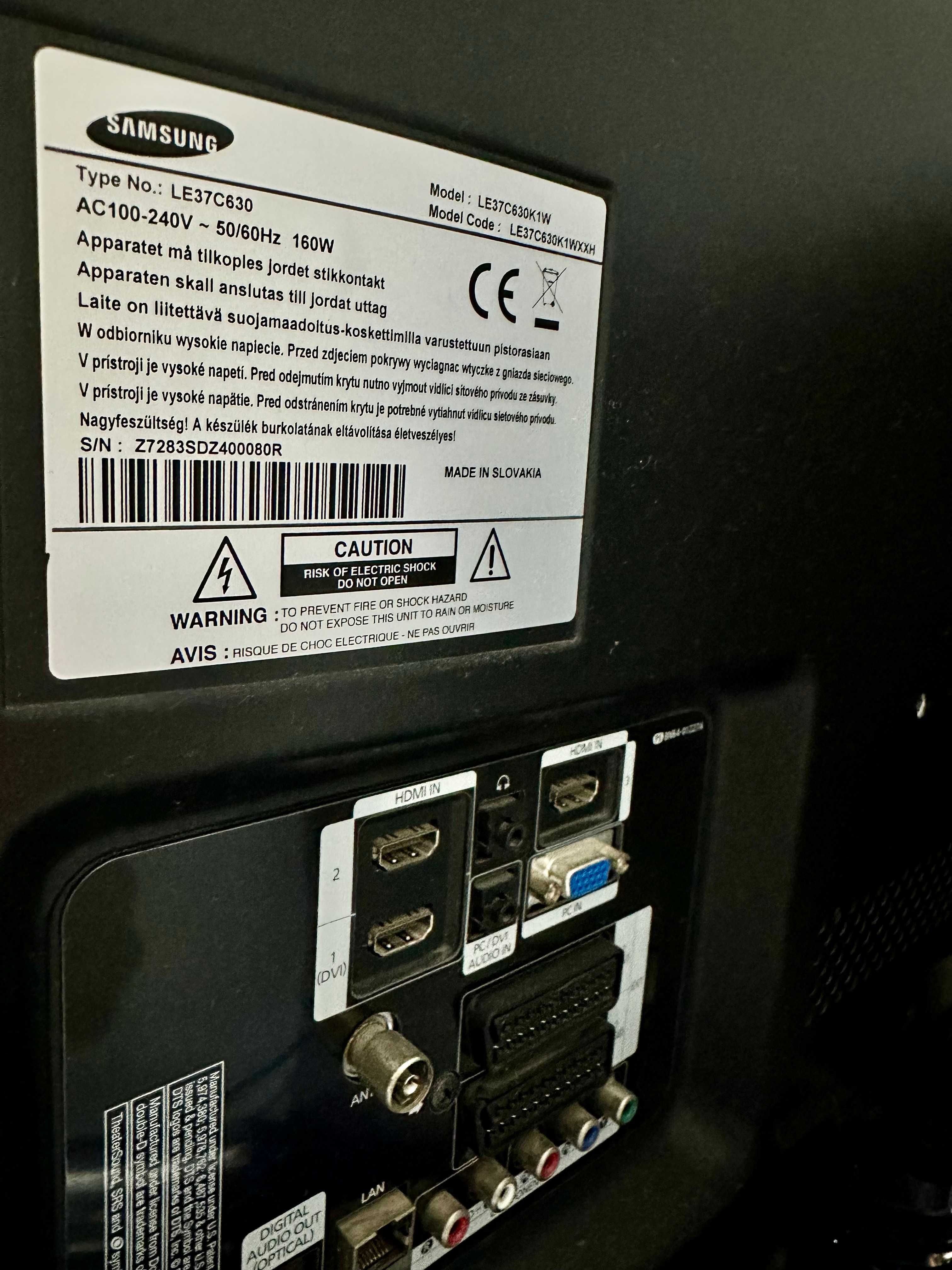 TV Samsung HD LE37C630K1W Цвят черен DTS Dolby 130лв.