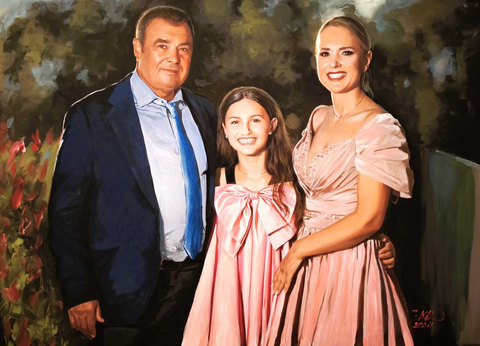 Tablou portret pictat manual original cadou