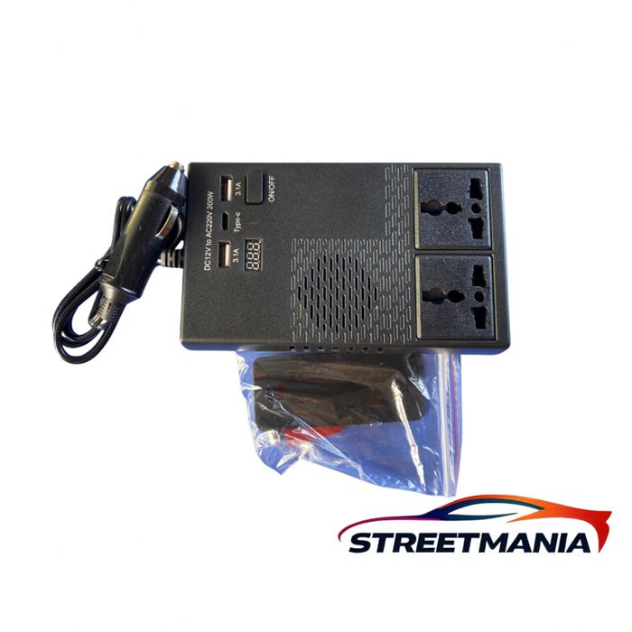 Инвертор за кола 12V към 220V – 200W, преобразувател