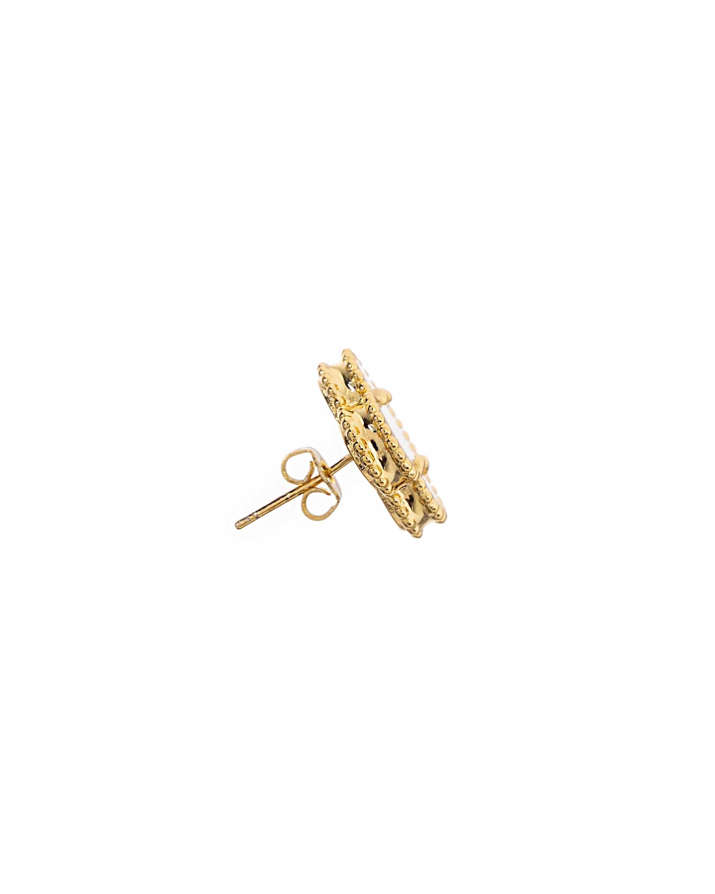 Златни дамски обеци със бял седеф - Van Cleef & Arpels VCA