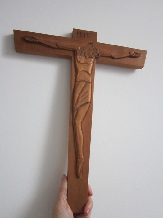 cadou rar Ierusalim 1980 Cruce Crucifix Corpus Christi lemn maslin
