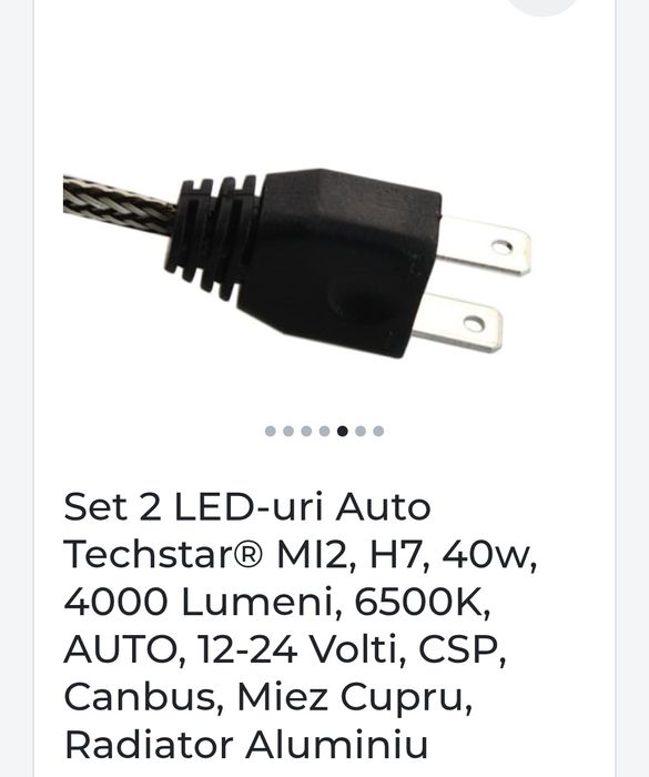 Set 2 bec far LED uri Auto  H7, 40w, 4000 Lumeni, 49 Ron 6500K