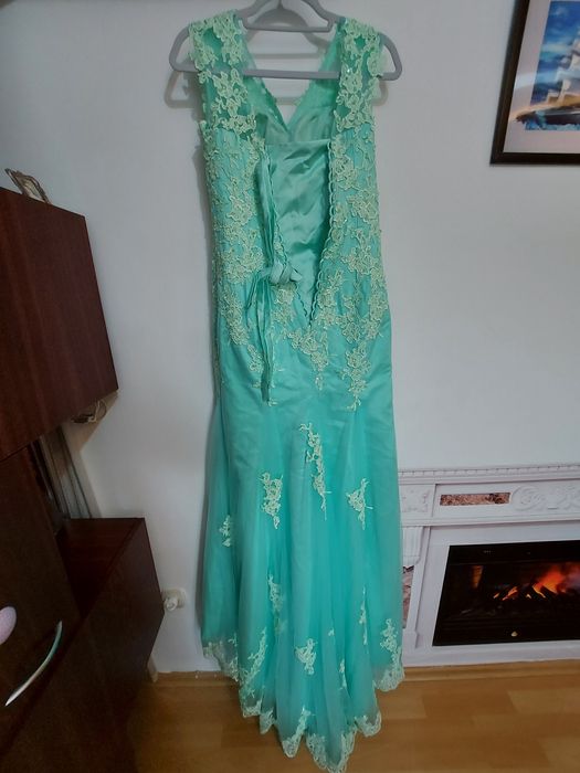 Rochie lunga nasa/ocazie tip sirena cu dantela