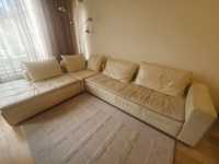 Голям ъглов диван за хол естествена кожа