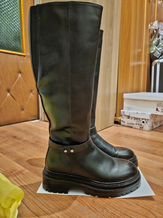 Cizme negre piele ecologica