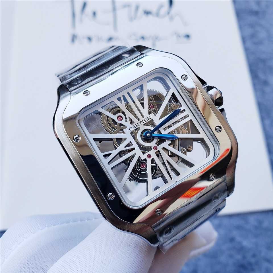Мъжки часовник Cartier Santos de Cartier Skeleton с кварцов механизъм