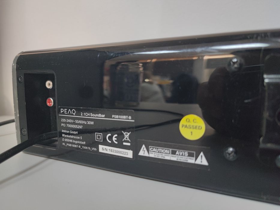 Soundbar Peaq 2.1 PSB100BT-B bluetooth RCA NFC Optical