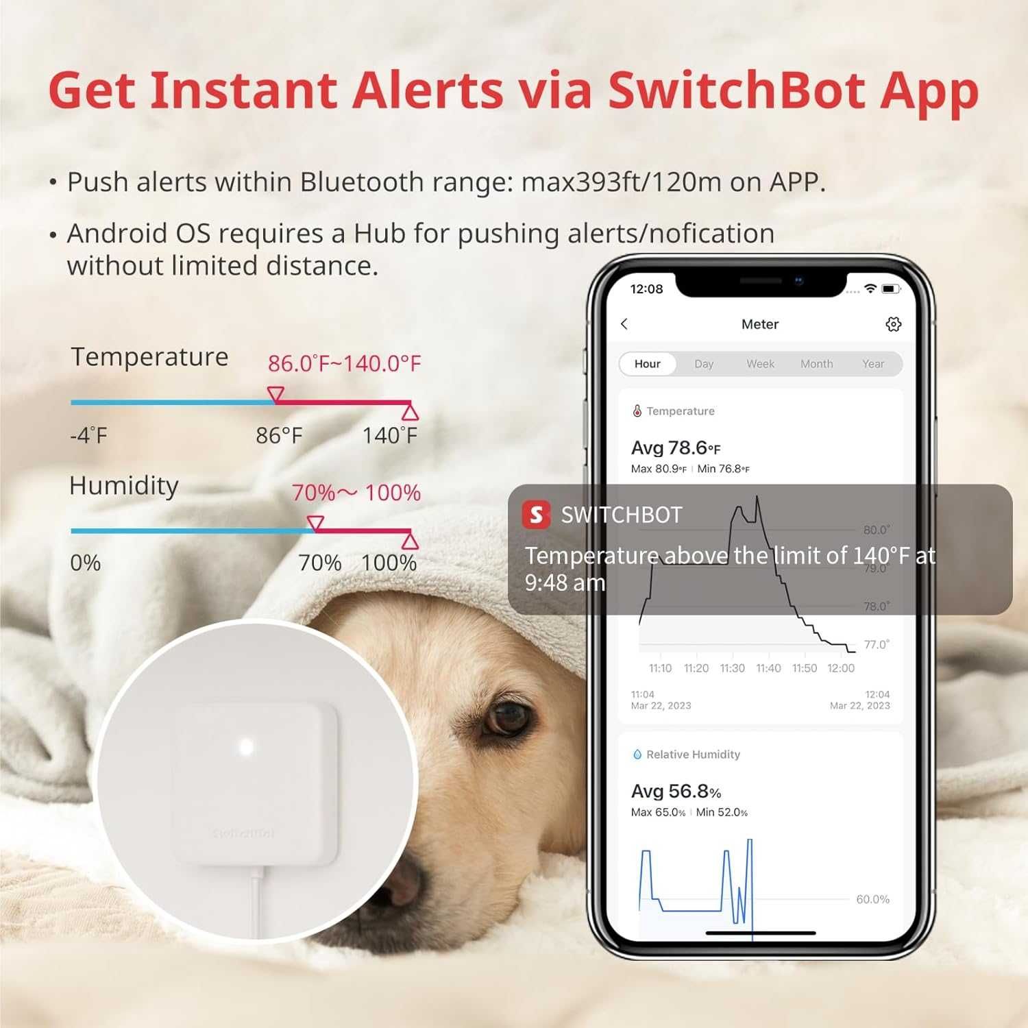 SwitchBot Bluetooth цифров  стаен термометър, хигрометър