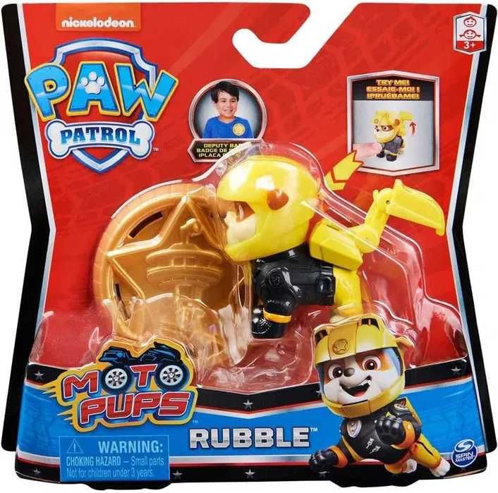 Фигурки Paw Patrol Moto Pups- Ръбъл със значка / Rubble