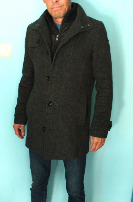 Преходно мъжко палто-Tom Tailor в Антрацитено сиво-черно