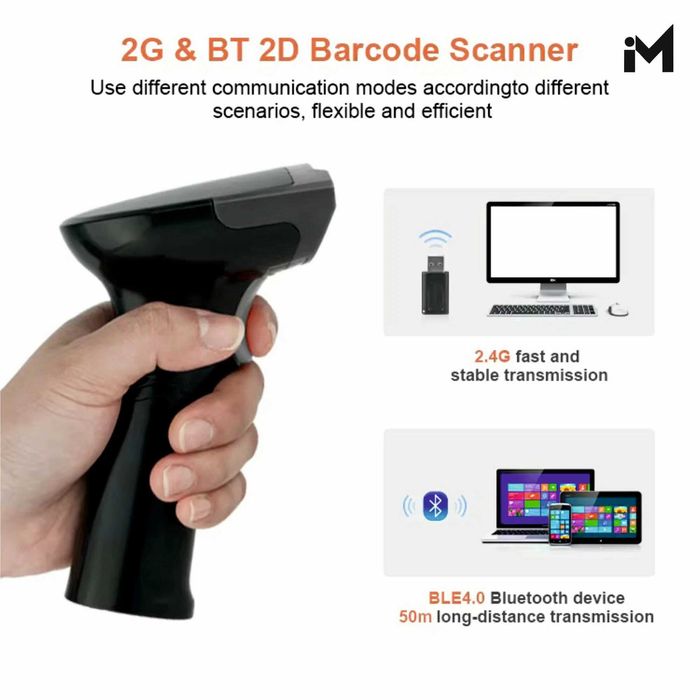 Ручной беспроводной сканер штрих-кодов L500RB 2d Чёрный Usb-Bluetooth