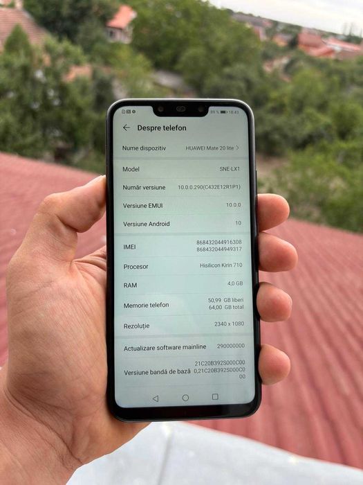 Huawei Mate 20 lite, DualSIM, Memorie 64GB, 4GB RAM, Black - FISURAT