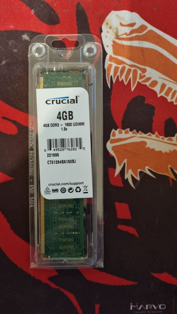 Desktop PC Placa Memorie RAM Crucial DDR3, 4GB, 1600 MHz, 1.5v