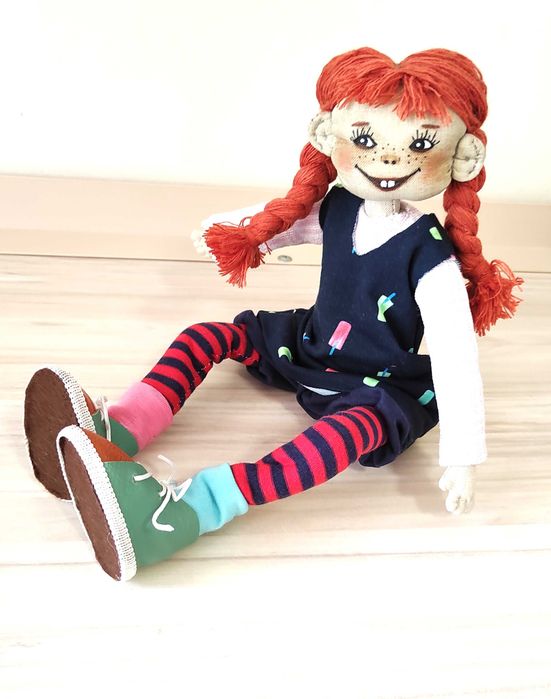 Кукла Пипи Дълъг чорап. Ръчна изработка.