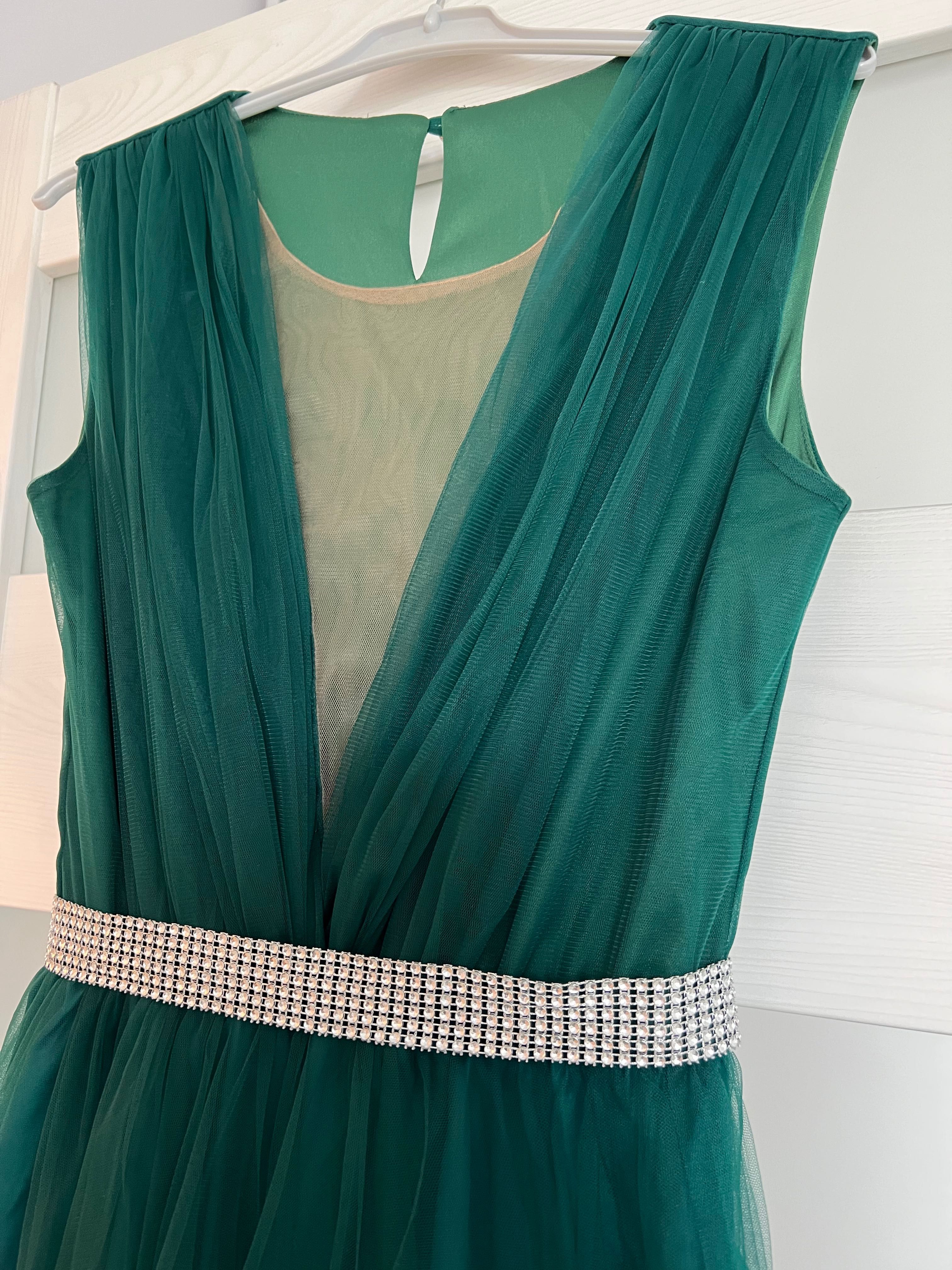 Rochie de ocazie din tulle (Verde-smarald)