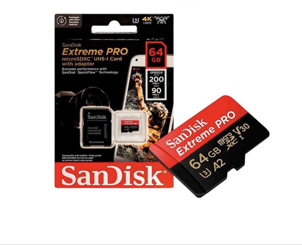 SanDisk Extreme Pro 200 МБ/с Micro SDXC 64,128,256,512 / Доставка 24/7