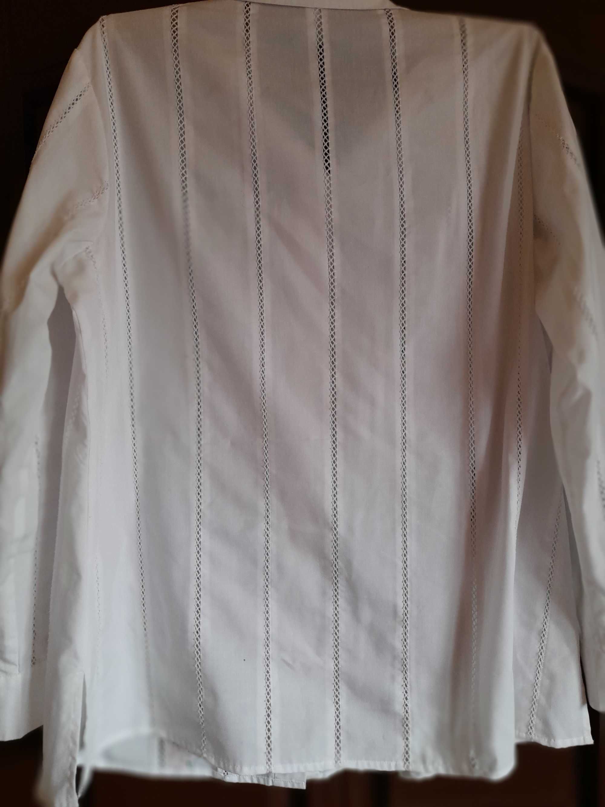Bluza dama stil etno - camasa, alba cu aplicatii handmade XL-XXL