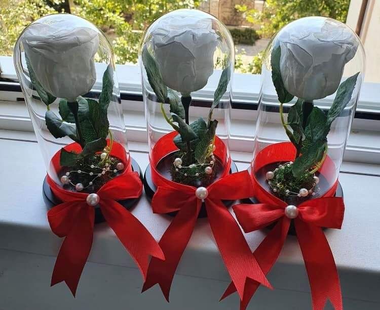 Cupola sticla cu trandafir criogenat