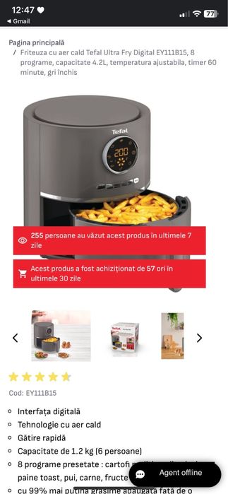 Friteuza cu aer cald