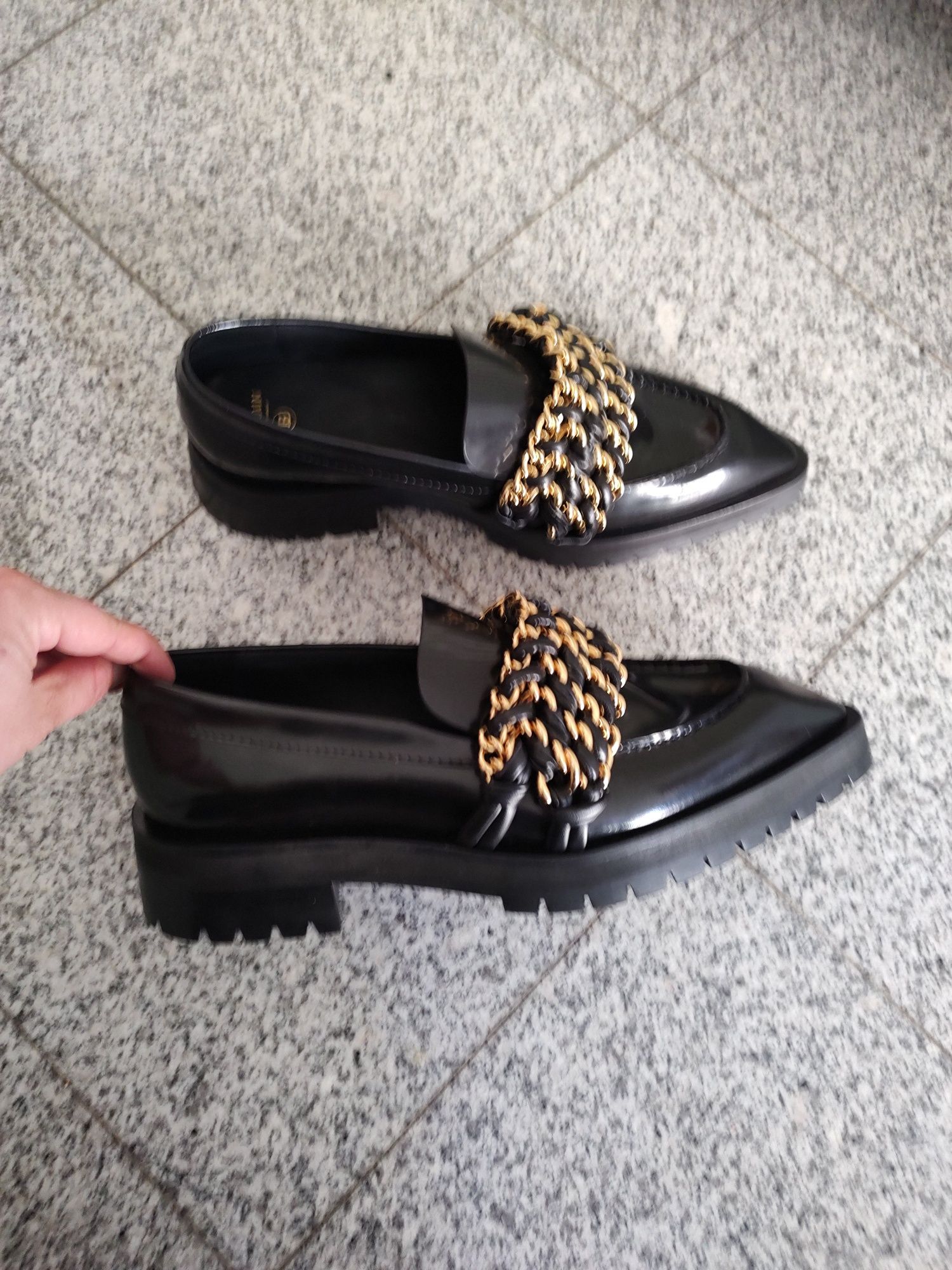 Balmain Army Leather Loafers Black мъжки обувки 44 номер