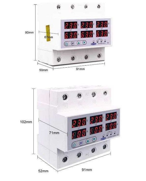 3х фазное реле контроля и чередования фаз. 63А