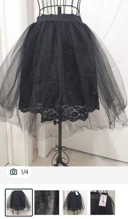 Пола тюл черна до коляното М