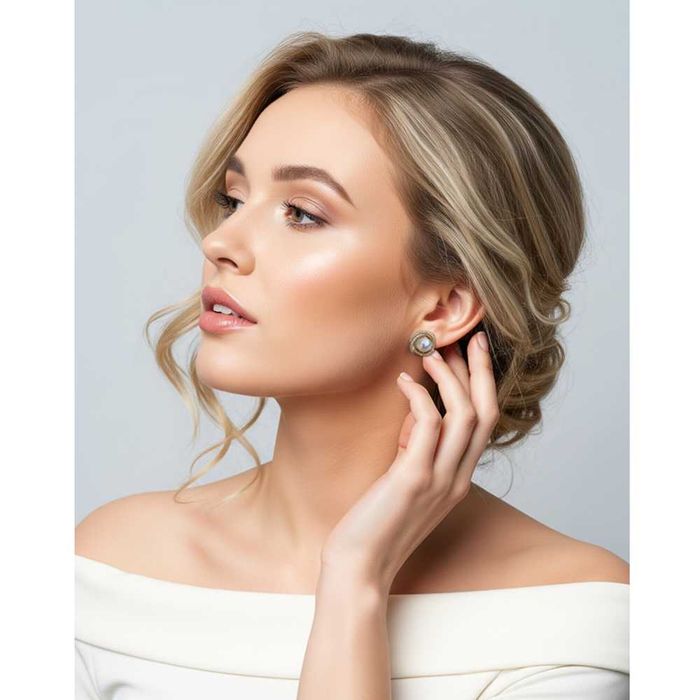 Cercei cu perla, placati cu aur galben