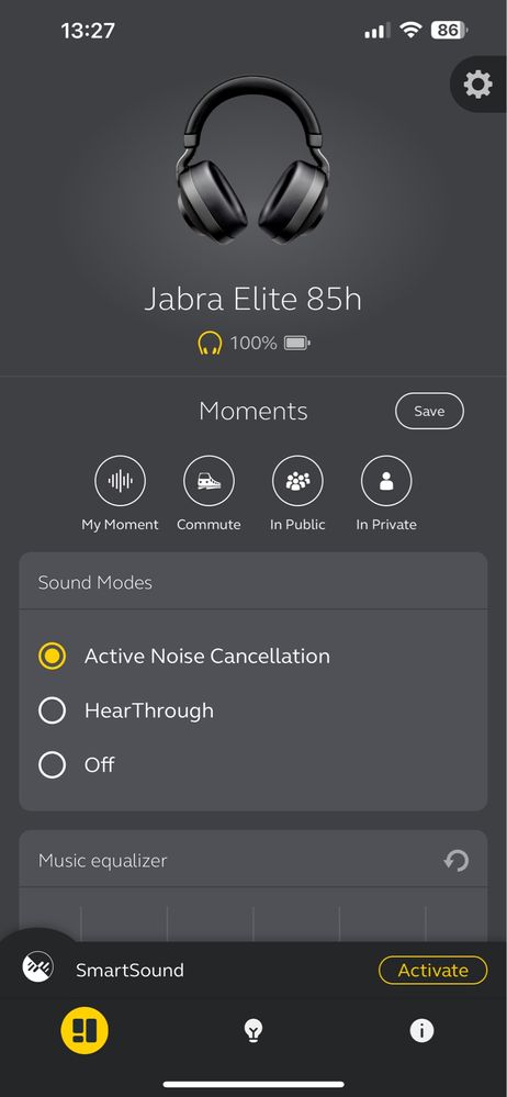Casti JABRA Elite 85h, Bluetooth, Over-Ear, Microfon, Noise Cancelling