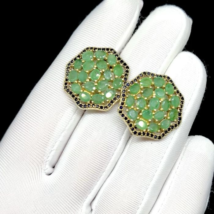 РАСПРОДАЖА! Роскошные серьги с настоящими колумбийскими Изумрудами