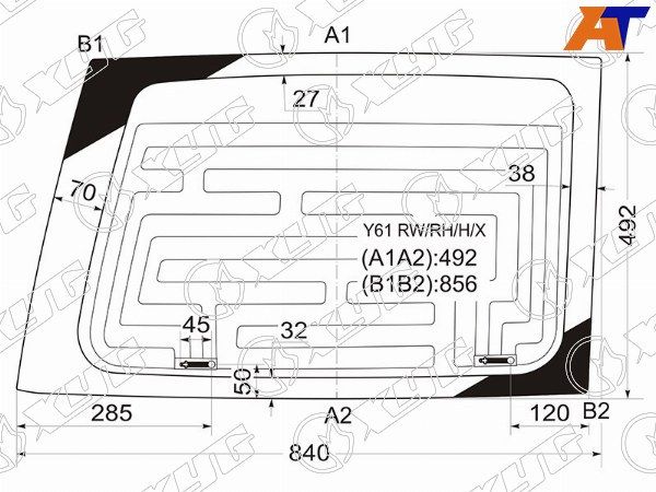 Стекло заднее (распашной двери) правое с обогревом NISSAN PATROL/SAFAR