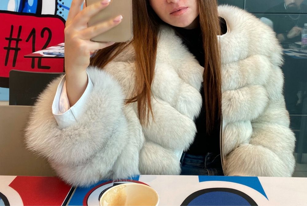 Палто естествен пух и кожа, 2в1 елек + качулка!