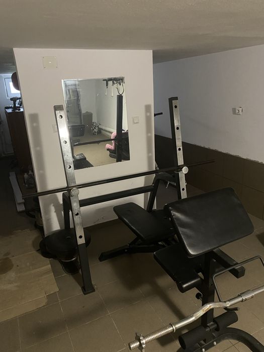 Banca multifunctionala reglabila + greutati 100 kg