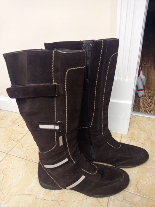 Ботуши,боти естествен велур,кожа