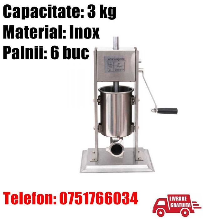 Masina Aparat Manual Umplut Facut Carnati Carnatar Vertical 3 kg SB