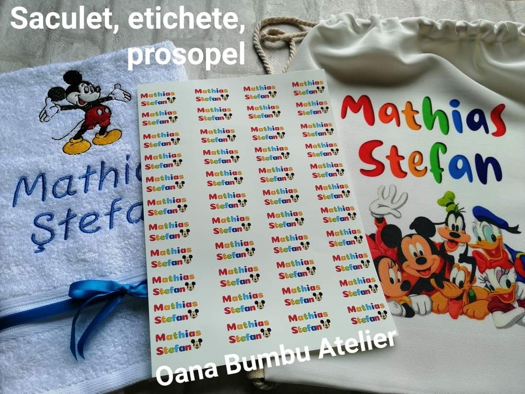 Saculeti pentru gradinita, personalizati si etichete