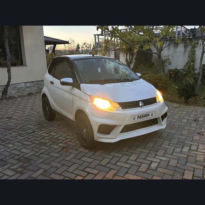 Aixam City 2018 City [negociabil]-Alb Perlat, Interior Piele, Bord Alb