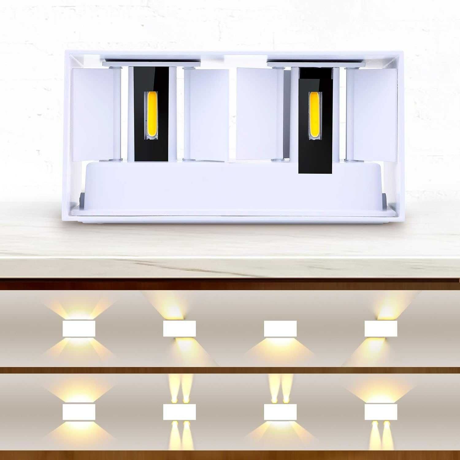 НОВА! LED Външна лампа с двойно осветяване, IP65, 24W бяла/сива
