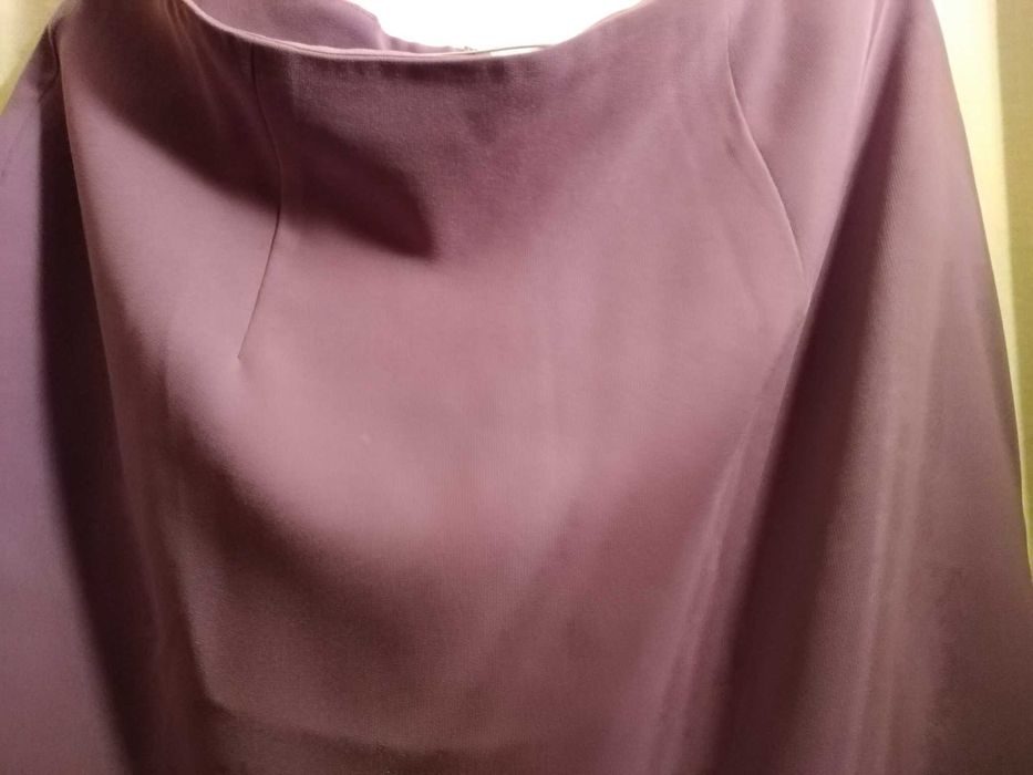 Compleu fusta lila si bluza matase cu model floral