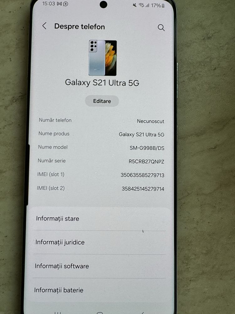 Samsung S21 Ultra 256 GB 5G Dual Sim 12GB RAM Argintiu