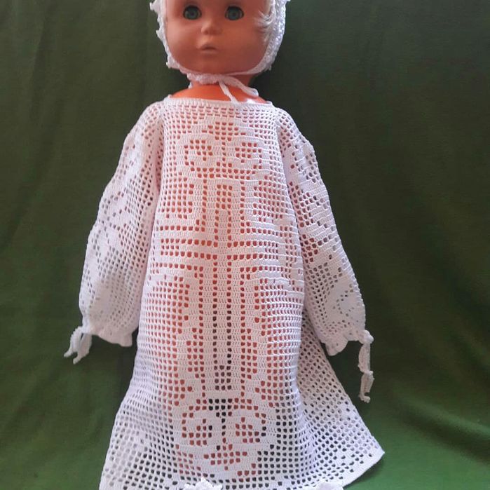 Крестильная рубашка крючком, ручная работа