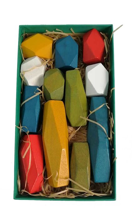 12 бр. големи дървени камъни Монтесори за игра, декорация и баланс