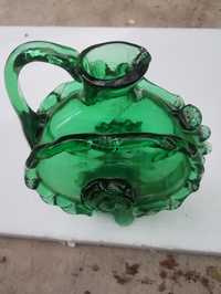 Plosca artizanala antica din sticla verde