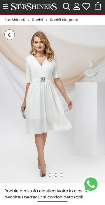 Rochie de cununie civila alb ivory S (36)